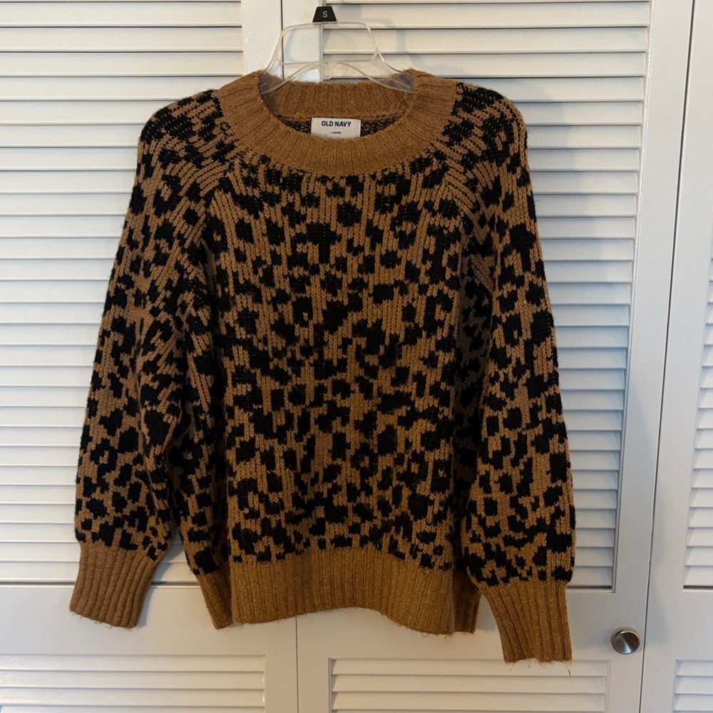 Old Navy Women's Animal Print Sweater - Tan and Black
